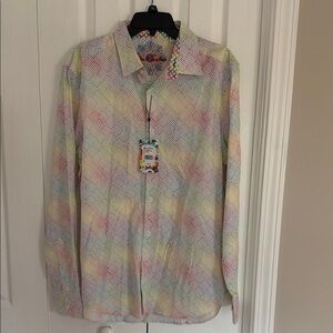 Robert Graham Pastel Geometric Men's Shirt new with tags size XL